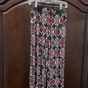 Black, white and red flowing pants
